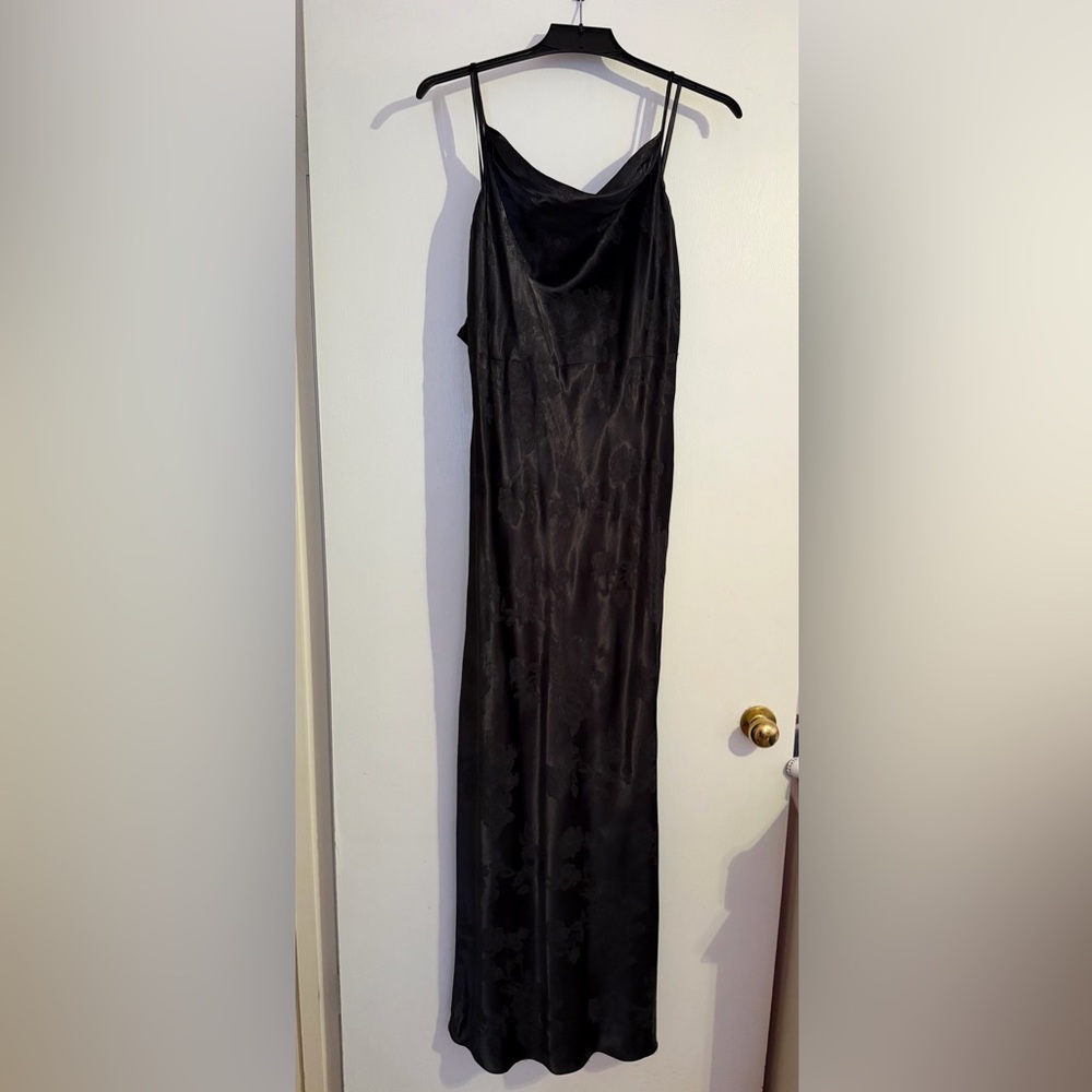 Altar'd State Black Satin Slip Maxi Dress